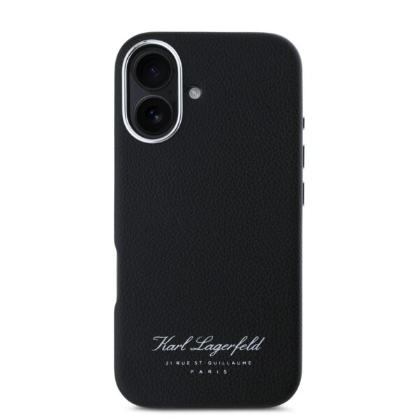 Karl Lagerfeld Калъф за iPhone 16, Hotel RSG, черен – KLHCP16SPGWCMKHK
