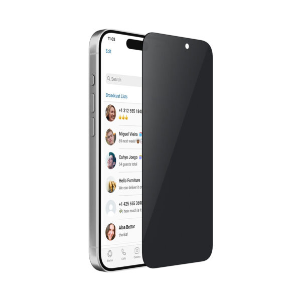 PRIVACY протектор за  iPhone 16 – затъмняващ протектор