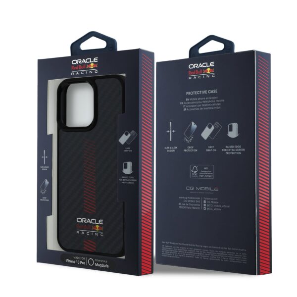 Red Bull Калъф Apple iPhone 13 Pro, Carbon Powerbar MagSafe, черен – RBHMP13L24CFGSMK
