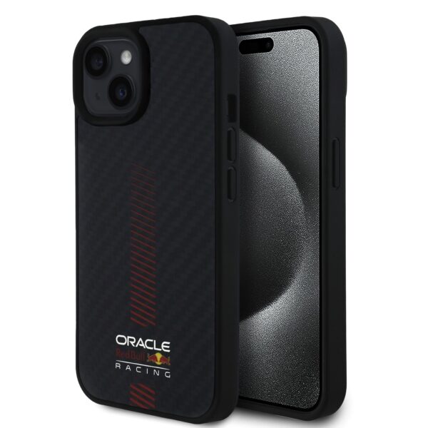 Red Bull Калъф за iPhone 15, Carbon Powerbar MagSafe