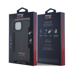 Red Bull Калъф за iPhone 15, Carbon Powerbar MagSafe