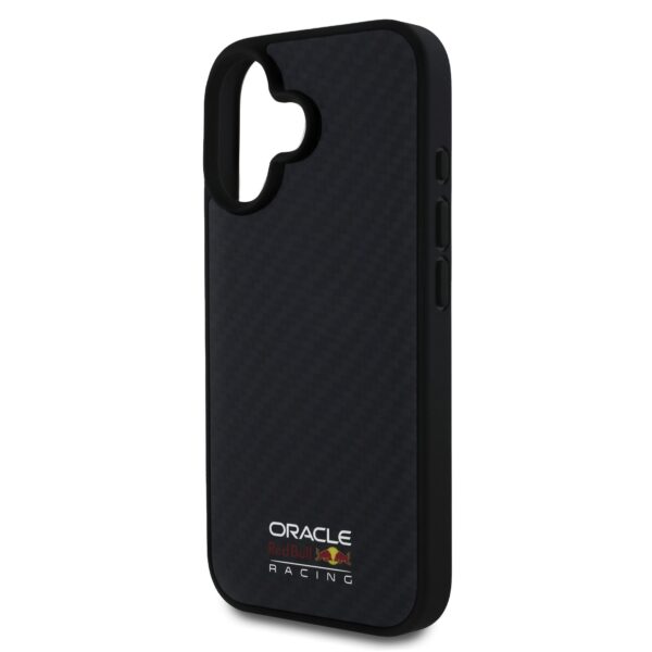 Red Bull Калъф за iPhone 16, Carbon Shiny Logo MagSafe, черен – RBHMP16S24CFILSK