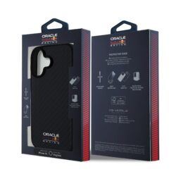 Red Bull Калъф за iPhone 16, Carbon Shiny Logo MagSafe, черен – RBHMP16S24CFILSK