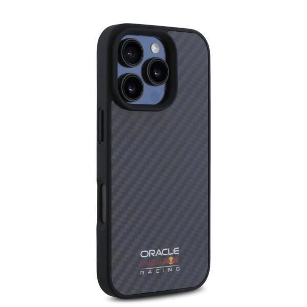 Red Bull Калъф за iPhone 16 Pro Max, черен –  Carbon Shiny Logo MagSafe