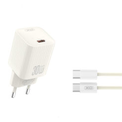 Зарядно устройство 30W + кабел Type-C-C - 220V - XO