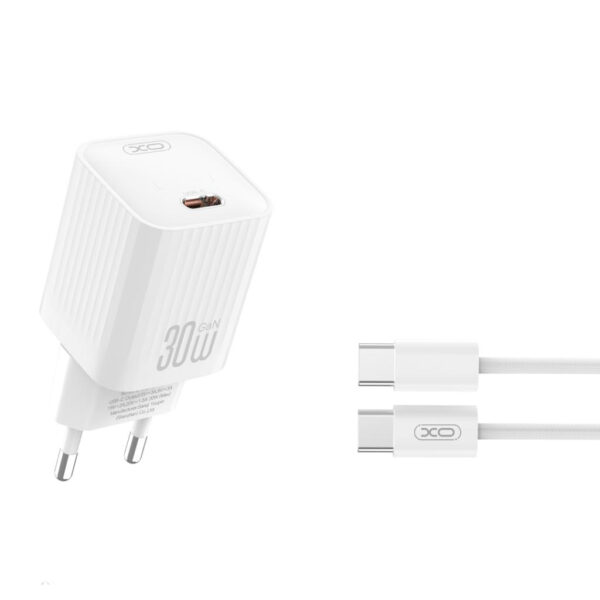 Зарядно устройство 30W + кабел Type-C-C - 220V - XO