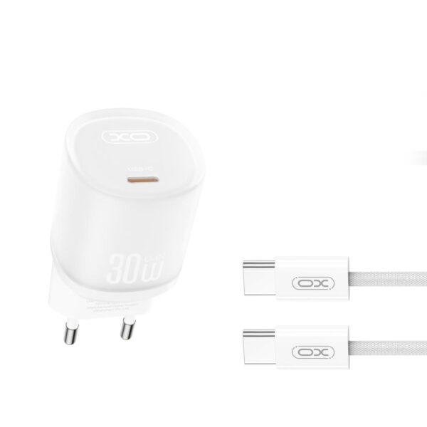 Зарядно устройство - 220V 30W, USB-C + кабел Type-C - XO