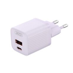 Зарядно устройство (адаптер) XO 220V 30W, USB-C + USB-A, + кабел C-C, лилав – L149
