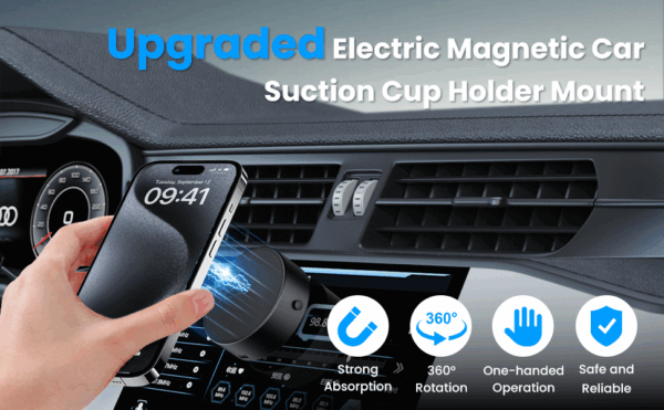 Холдер с вакуум, Suction cup Magnetic 360 Rotating /черен/ - Image 11