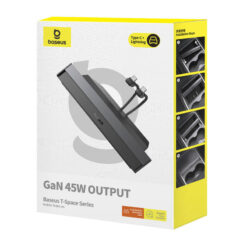 BASEUS T-Space Хъб за вграждане за автомобили TESLA, 2xUSB-A, 2xUSB-C +  2 кабелa C и C, 45W