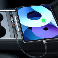 BASEUS T-Space Хъб за вграждане, за автомобили TESLA, 2xUSB-A, 2xUSB-C + 2 кабелa C и L, 45W, B00051300111-01 /черен/