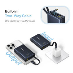 Външна батерия BASEUS PicoGo Power Bank 10000 mAh, 45W + вграден кабел C, PicoGo /черен/ – P10076803123-00