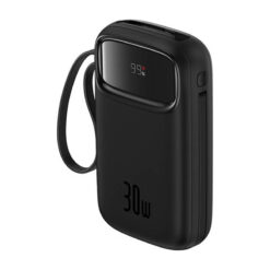 Външна батерия BASEUS Qpow 2 Power Bank 20000 mAh, 30W + вградени кабели 2C, /черен/ – P10055009113-00