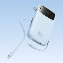 Външна батерия BASEUS Qpow 2 Power Bank 20000 mAh, 30W + вградени кабели 2C, /син/ – P10055009313-00