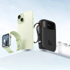 Външна батерия BASEUS Qpow 2 Power Bank 20000 mAh, 30W + вградени кабели 2C, /син/ – P10055009313-00