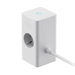 Baseus Разклонител 220V 65W, PowerCombo Tower/4000W, 2xAC Sockets + 1A + 1C + вграден кабел C /бял/ – PSLR000602