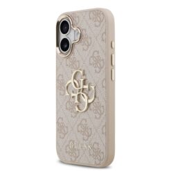 GUESS Калъф за iPhone 17, PU Leather 4G Gold Frame, розов – GUHCP17S4GMGCPI