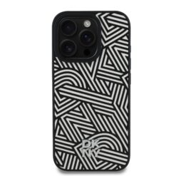 DKNY Калъф за iPhone 16 Pro Max, Leather Crosswalk Pattern Magsafe, слонова кост – DKHMP16LPGCWPKE