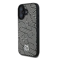 DKNY Калъф Apple iPhone 16, PU Leather Crosswalk Pattern Magsafe, слонова кост –