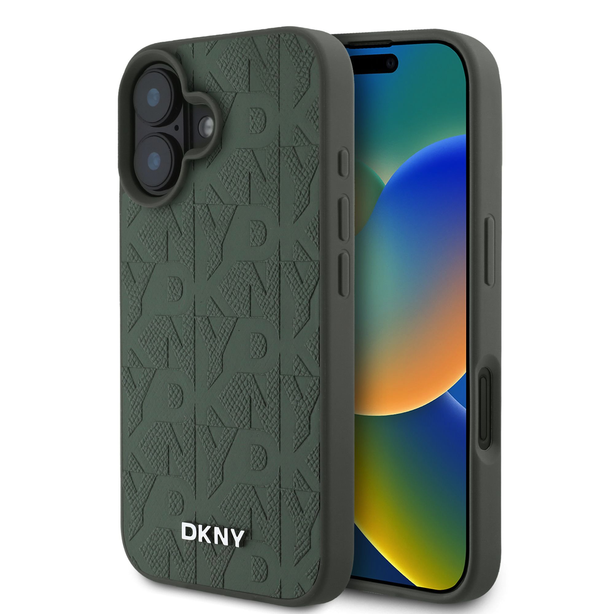 DKNY Калъф Apple iPhone 16, PU Leather Grid Pattern MagSafe,зелен – DKHMP16SPSGPHMN