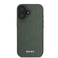 DKNY Калъф Apple iPhone 16, PU Leather Grid Pattern MagSafe,зелен – DKHMP16SPSGPHMN