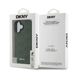 DKNY Калъф Apple iPhone 16, PU Leather Grid Pattern MagSafe,зелен – DKHMP16SPSGPHMN