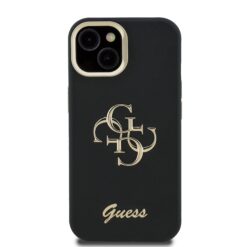 GUESS Калъф за iPhone 14, Grained 4G Logo Stand Camera, черен – GUHCP14SPCS4GSK