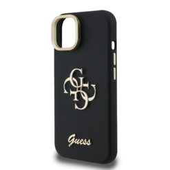GUESS Калъф за iPhone 14, Grained 4G Logo Stand Camera, черен – GUHCP14SPCS4GSK
