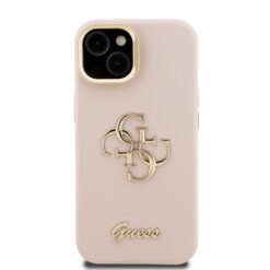 GUESS Калъф за iPhone 14, Grained 4G Logo Stand Camera, розов – GUHCP14SPCS4GSP