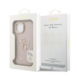 GUESS Калъф за iPhone 14, Grained 4G Logo Stand Camera, розов – GUHCP14SPCS4GSP