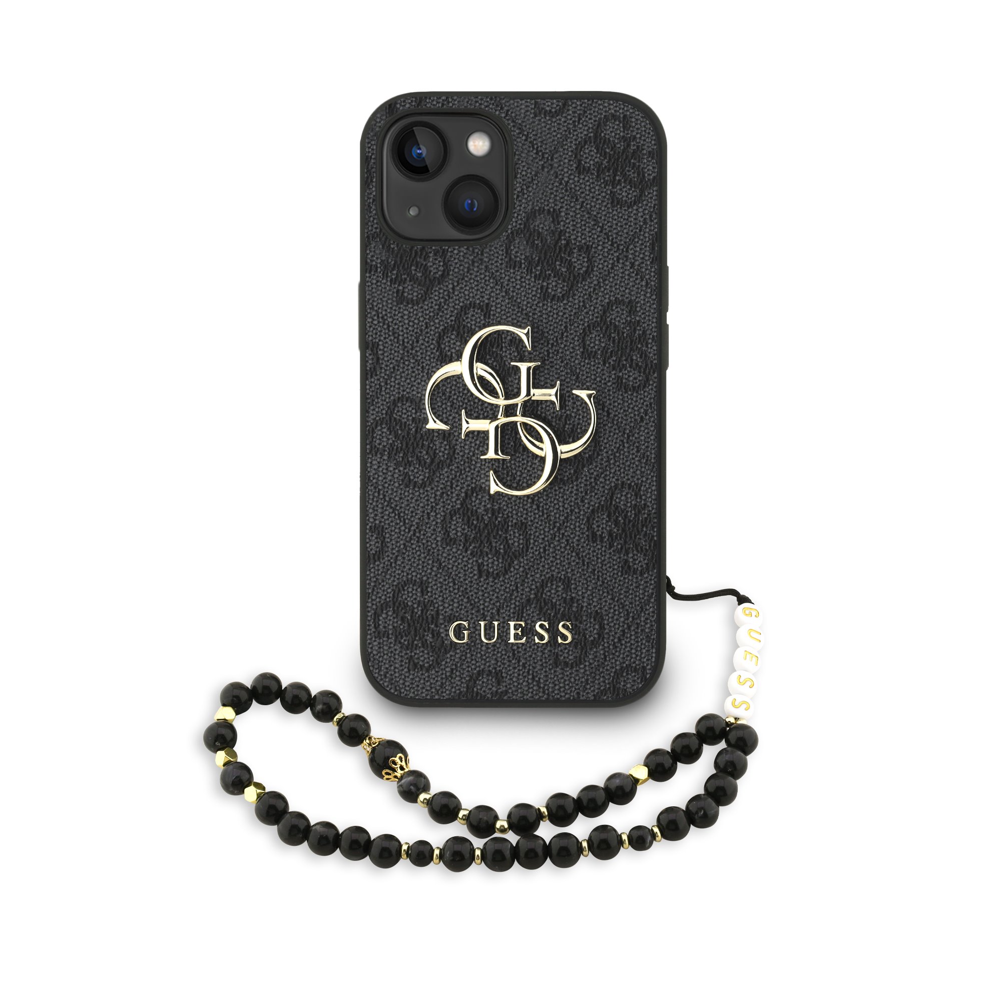 GUESS Калъф за iPhone 15, 4G Metal Logo + Wrist Strap