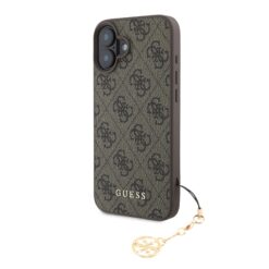 GUESS Калъф за iPhone 16, 4G Charm Tone on Tone, кафяв – GUHCP16SGF4GCW