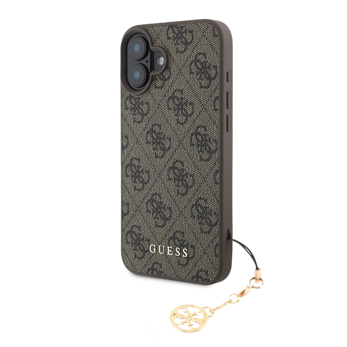 GUESS Калъф за iPhone 16, 4G Charm Tone on Tone, кафяв – GUHCP16SGF4GCW
