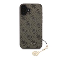 GUESS Калъф за iPhone 16, 4G Charm Tone on Tone, кафяв – GUHCP16SGF4GCW