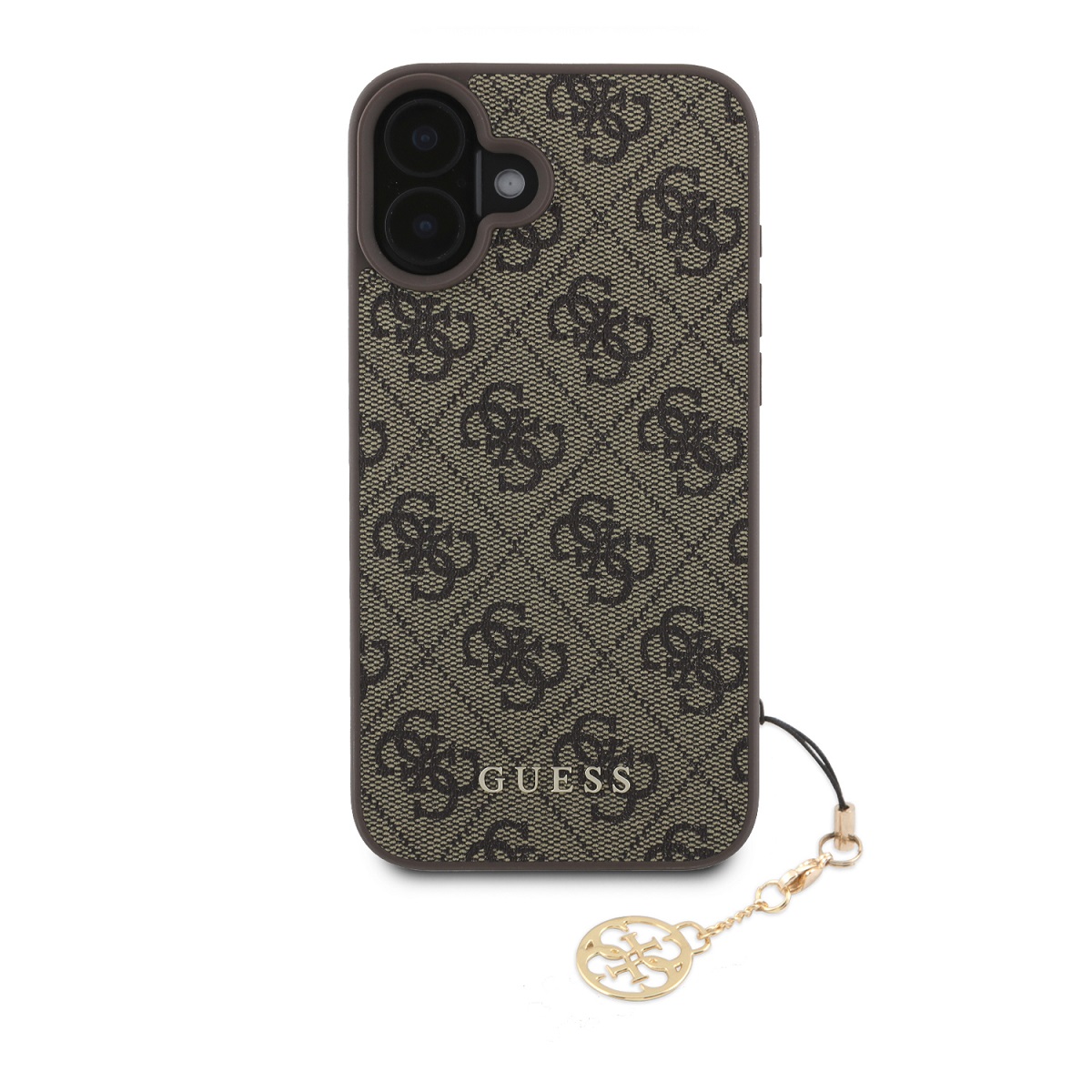 GUESS Калъф за iPhone 16, 4G Charm Tone on Tone, кафяв – GUHCP16SGF4GCW