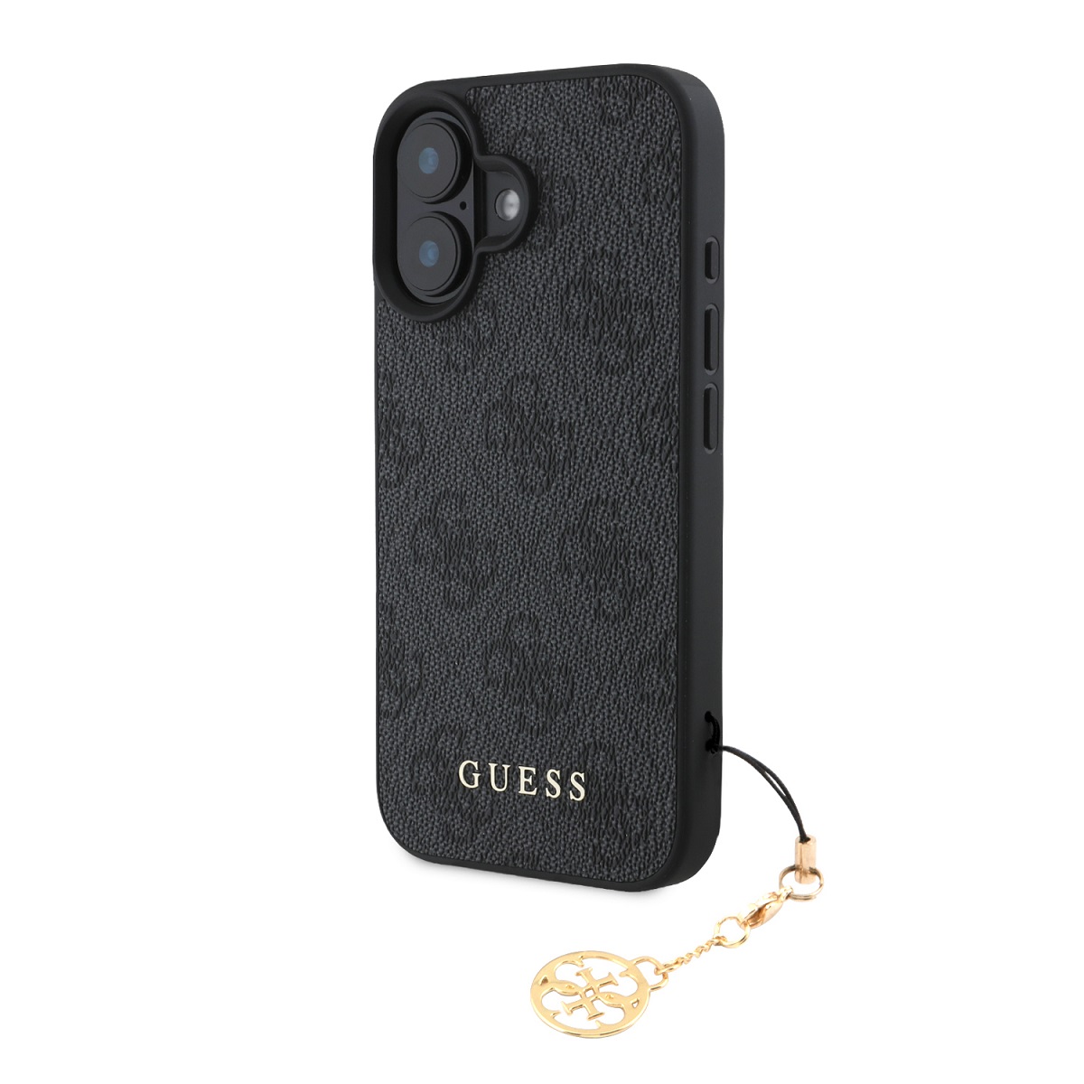 GUESS за Apple iPhone 16, 4G Charm Tone on Tone, сив – GUHCP16SGF4GCK