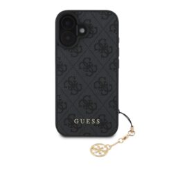 GUESS за Apple iPhone 16, 4G Charm Tone on Tone, сив – GUHCP16SGF4GCK