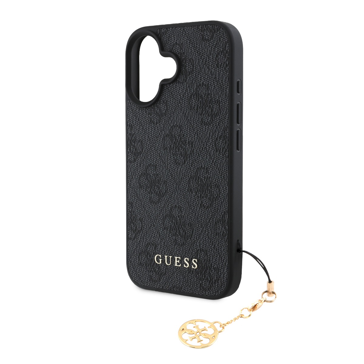 GUESS за Apple iPhone 16, 4G Charm Tone on Tone, сив – GUHCP16SGF4GCK