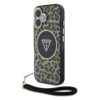 GUESS Калъф за iPhone 16, IML Leopard Triangle Logo Strap MagSafe, кафяв – GUHMP16SHLORSSW
