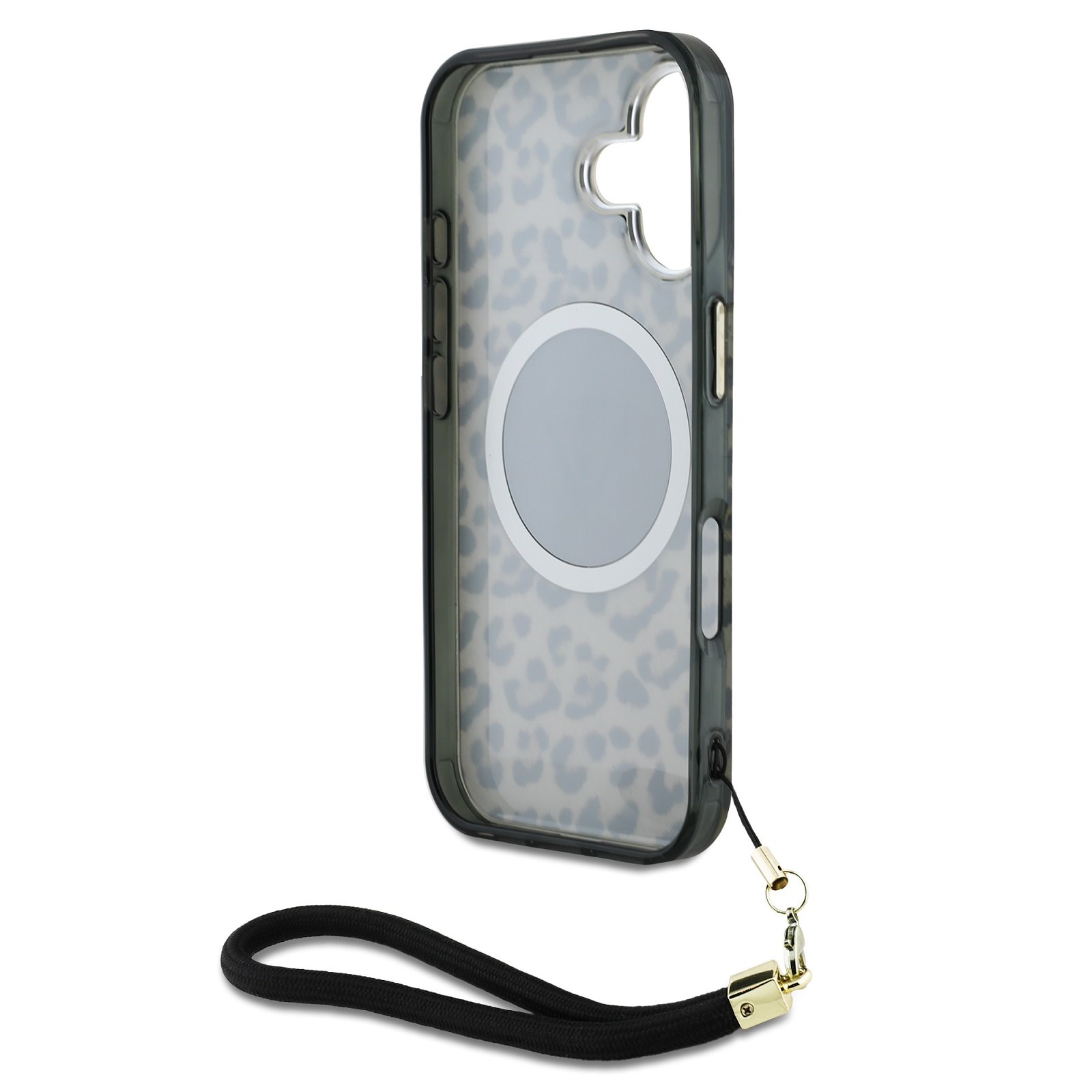 GUESS Калъф за iPhone 16, IML Leopard Triangle Logo Strap MagSafe, кафяв – GUHMP16SHLORSSW