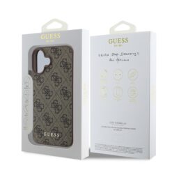 GUESS Калъф за iPhone 16 Plus, 4G Charm Tone on Tone, кафяв – GUHCP16MGF4GCW