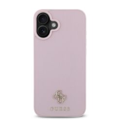 GUESS Калъф за iPhone 16 Plus, PU Grained 4G Small Metal Logo MagSafe, розов – GUHMP16MPGCSM4MP