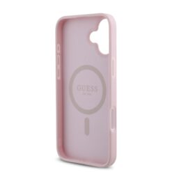 GUESS Калъф за iPhone 16 Plus, PU Grained 4G Small Metal Logo MagSafe, розов – GUHMP16MPGCSM4MP