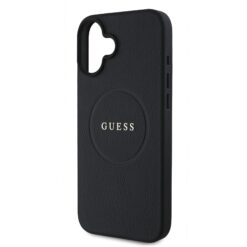 GUESS Калъф за iPhone 16 Plus, PU Grained Classic Logo MagSafe, черен – GUHMP16MPGHSMMK
