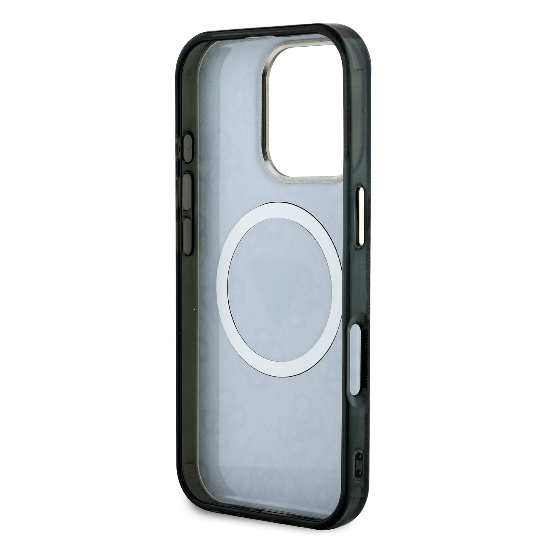 GUESS Калъф за iPhone 16 Pro, IML 4G Glitter and Triangle Logo MagSafe, черен –