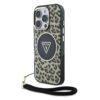GUESS Калъф за iPhone 16 Pro Max, IML Leopard Triangle Logo Strap MagSafe, кафяв – GUHMP16XHLORSSW