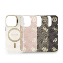 GUESS Калъф за iPhone 16 Pro Max, PC/TPU Electroplated Stand Camera Frame MagSafe + 3 Backgrounds – GUBPSBHMP16XF4P05