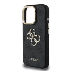 GUESS Калъф за iPhone 16 Pro Max, PU 4G Metal Logo Stand Camera Frame
