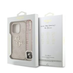 GUESS Калъф за iPhone 16 Pro Max, 4G Metal Logo + Wrist Strap