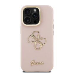 GUESS Калъф за iPhone 16 Pro Max, Grained 4G Logo Stand Camera, розов – GUHCP16XPCS4GSP